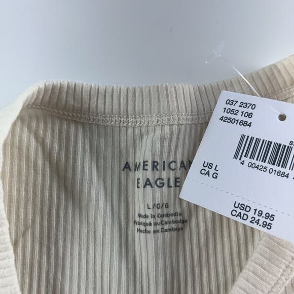 American Eagle Womens Ivory Pink Floral Embroidered Large Shirt Short Sleeve - Picture 3 of 12